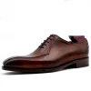Luxury Brown Men Oxfords Shoes Genuine Leather 
