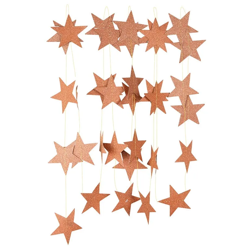 4M 7cm Paper Garland Star Shape String Banners Baby Shower Bunting Hanging Paper Happy Birthday Wedding Party Home Decoration