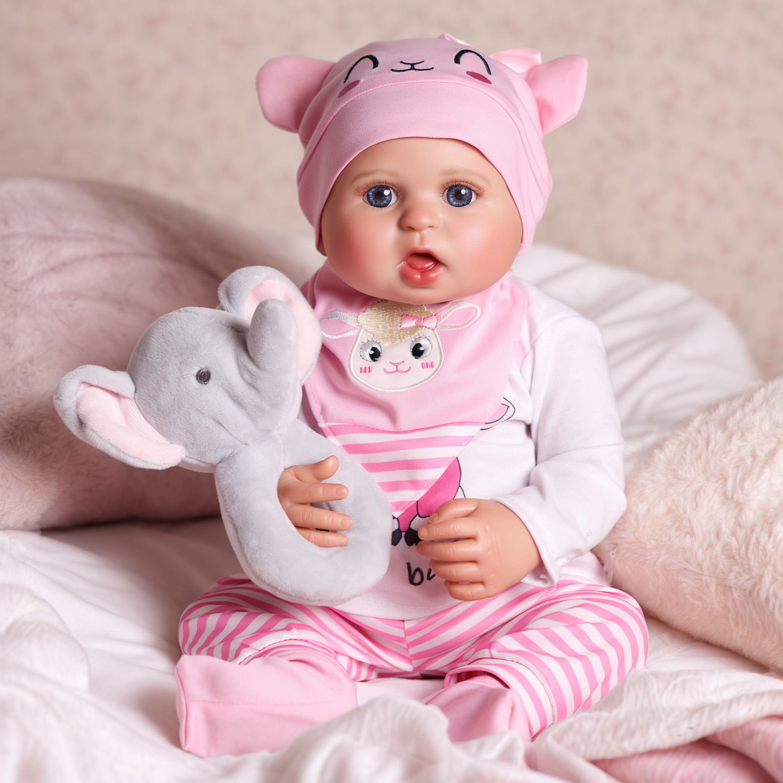 Babeside Quiet Reborn Baby Bailyn 20'' Little Infant Girl Best Gift for Kids Wet and Drink System-Cloth Body