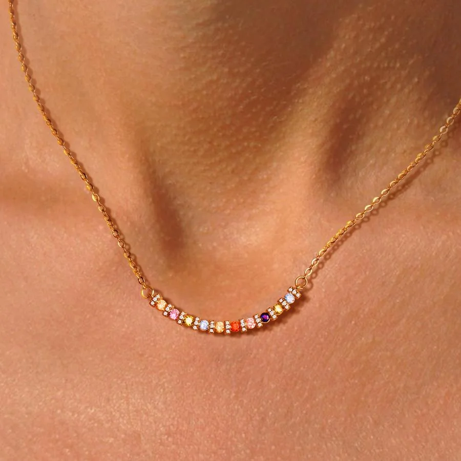Simple Colorful Zircon Necklace