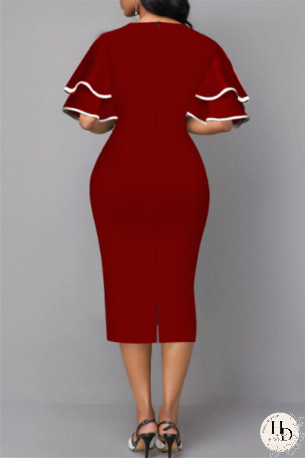 Purple Fashion Casual Print Patchwork V Neck One Step Skirt Dresses