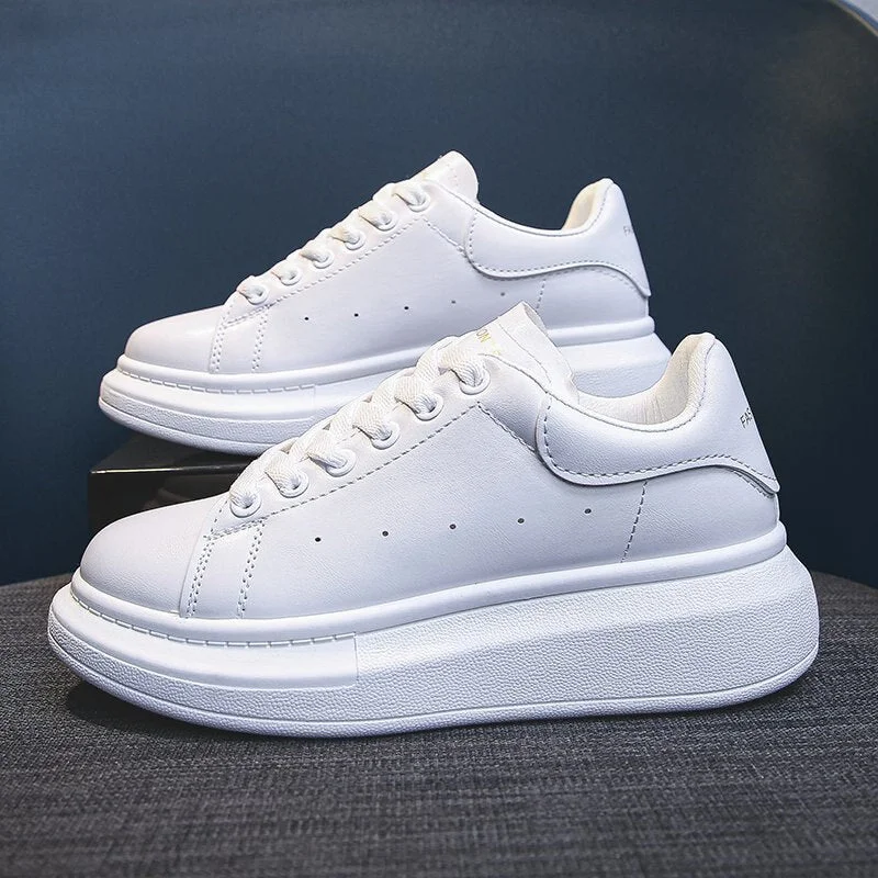 Women Sneakers Leather Shoes Spring Trend Casual Flats Sneakers Female New Fashion Comfort White Vulcanized Platform Shoes