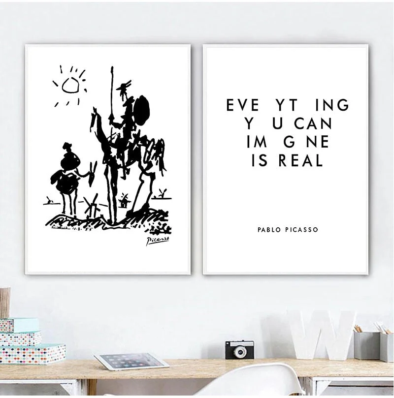 Everyhing you can image is real Pablo Picasso Art Paintings Canvas Print , Don Quixote Poster Painting Wall Picture Home Decor