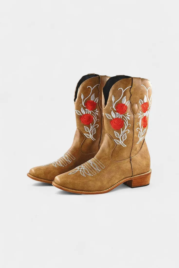 Embroidered Floral Cowboy Boots