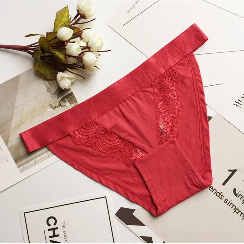 Underwear Female Sexy Lace Panties Seamless Women's Briefs Low Waist Sexy Underpants Women's Solid Color Panties Ladies Lingerie