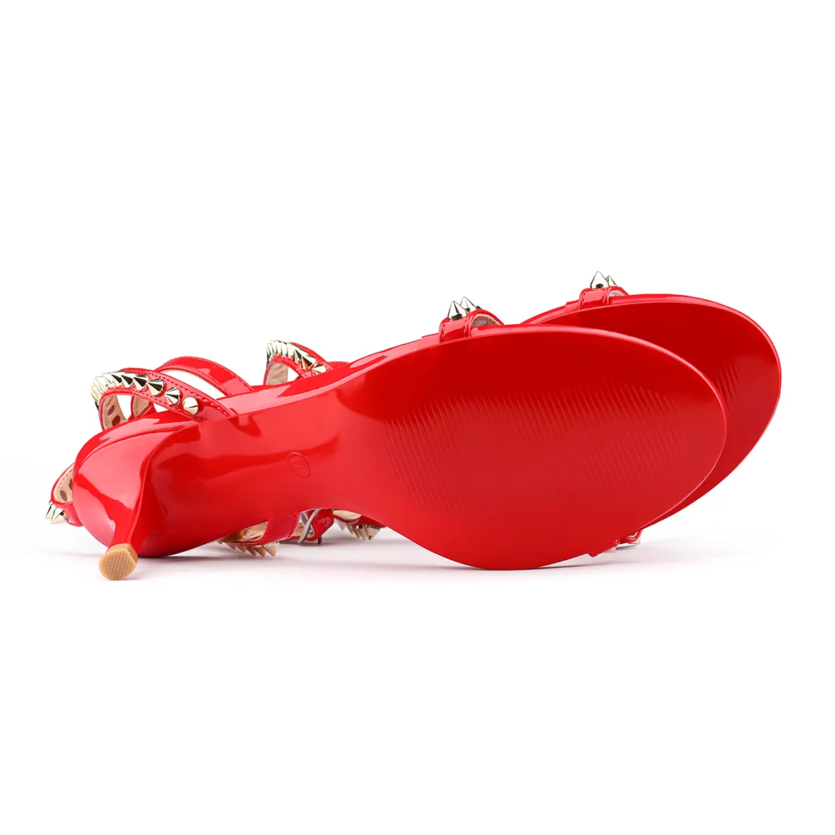 65mm Women's Sandals Red Bottom High Heels Open Toe Rivet Ankle Strap Kitten Heels Shoes-vocosishoes