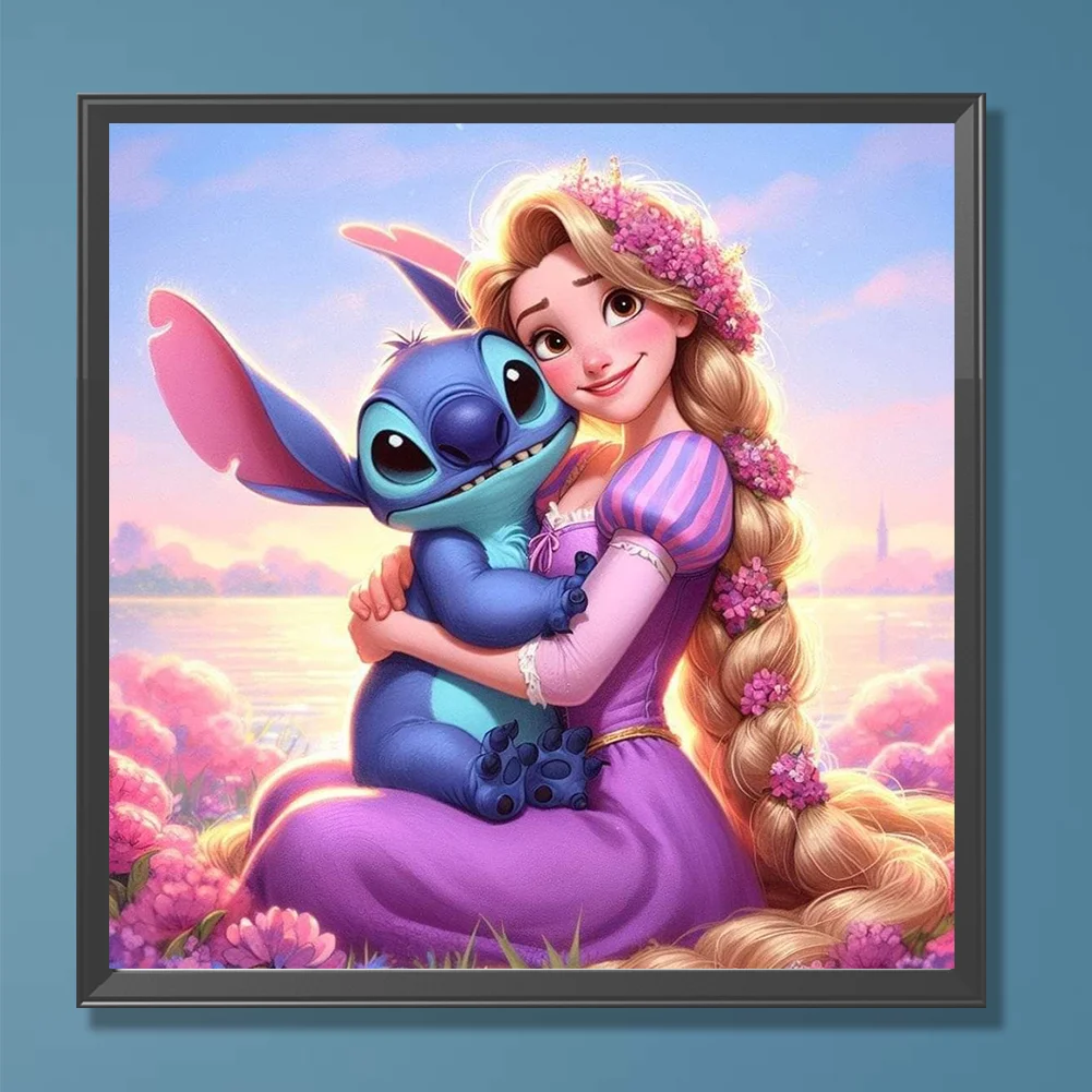 Diamond Painting - Full Round Drill - Stitch With Princess(Canvas|30*30cm)