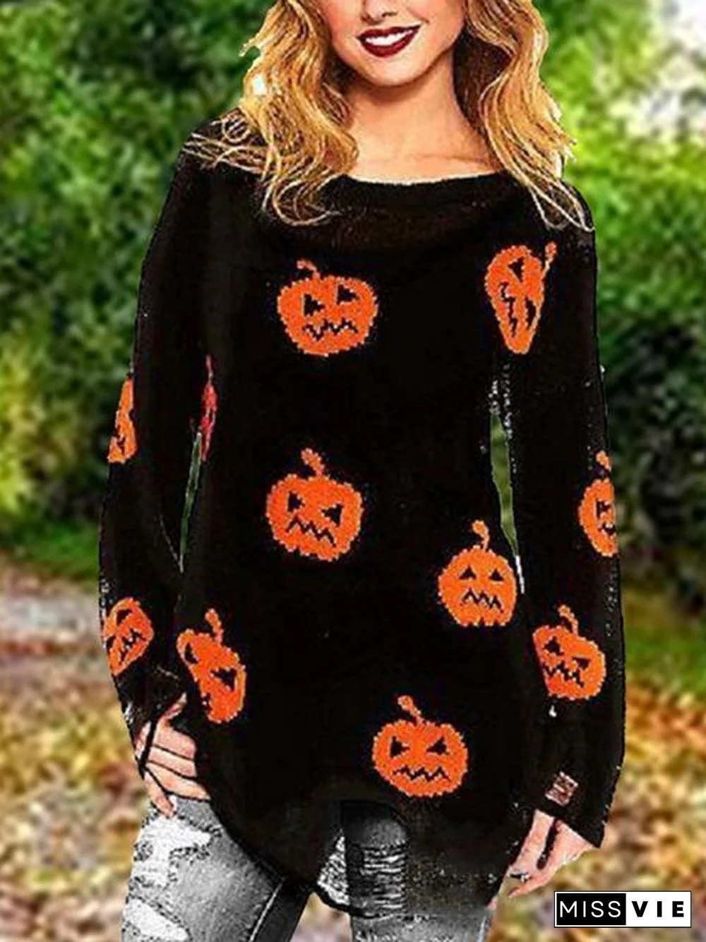 Halloween Dobladillo Irregular Casual Tops