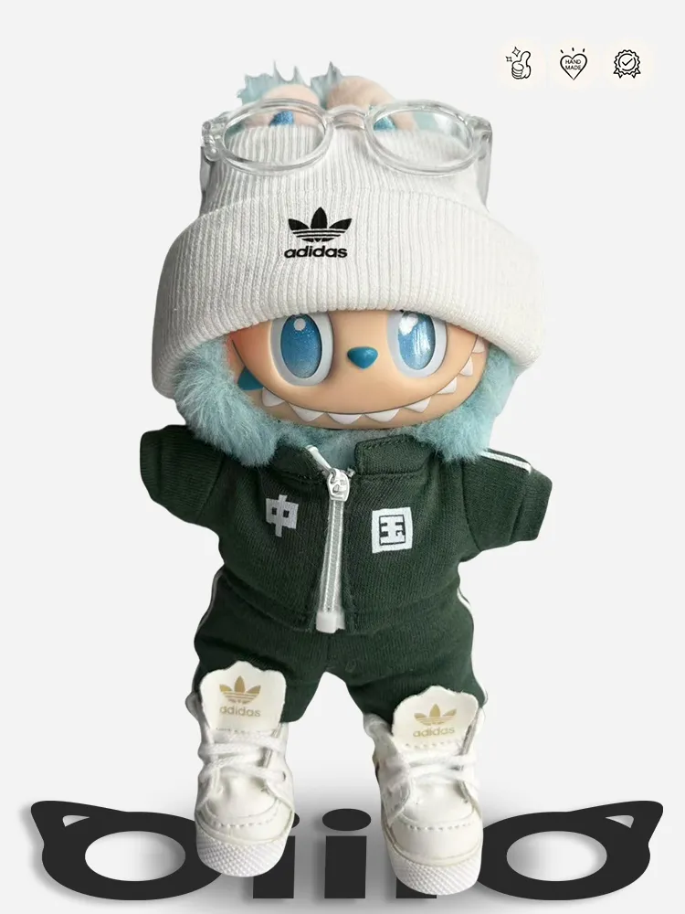 LABUBU Clothes Adidas Green Sports Set