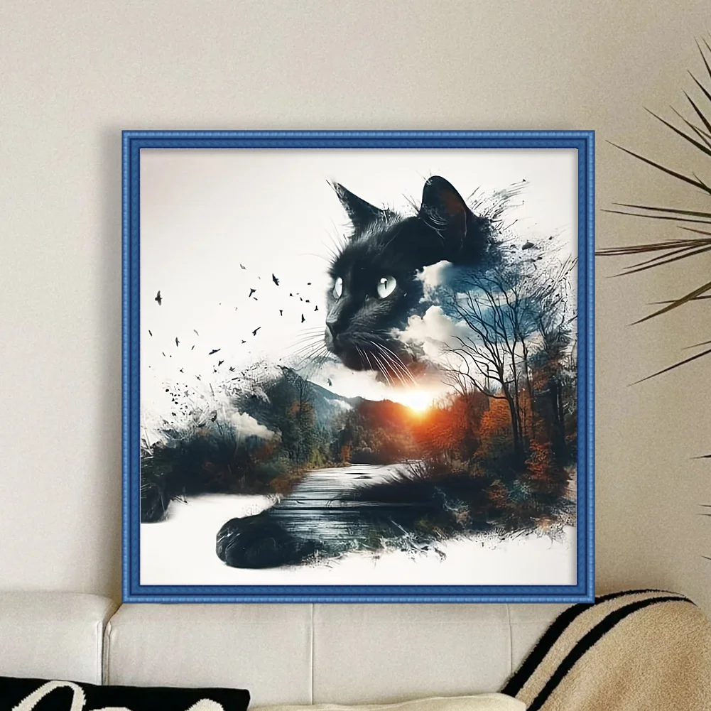 11CT Full Stamped Cross Stitch - Forest Cat (40*40cm)