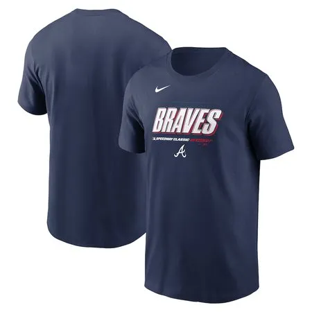 Men's Atlanta Braves  Navy 2025 MLB Speedway Classic Wordmark T-Shirt
