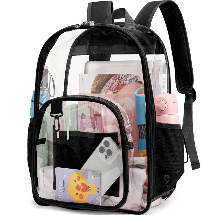 Clear Backpack Set Heavy Duty Stadium Approved Waterproof Pvc Transparent Backpack Clear Book Bag with Reinforced Strap for School Work Travel Festival