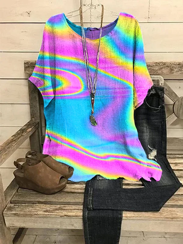 Women's Rainbow Sky Blue Casual Top