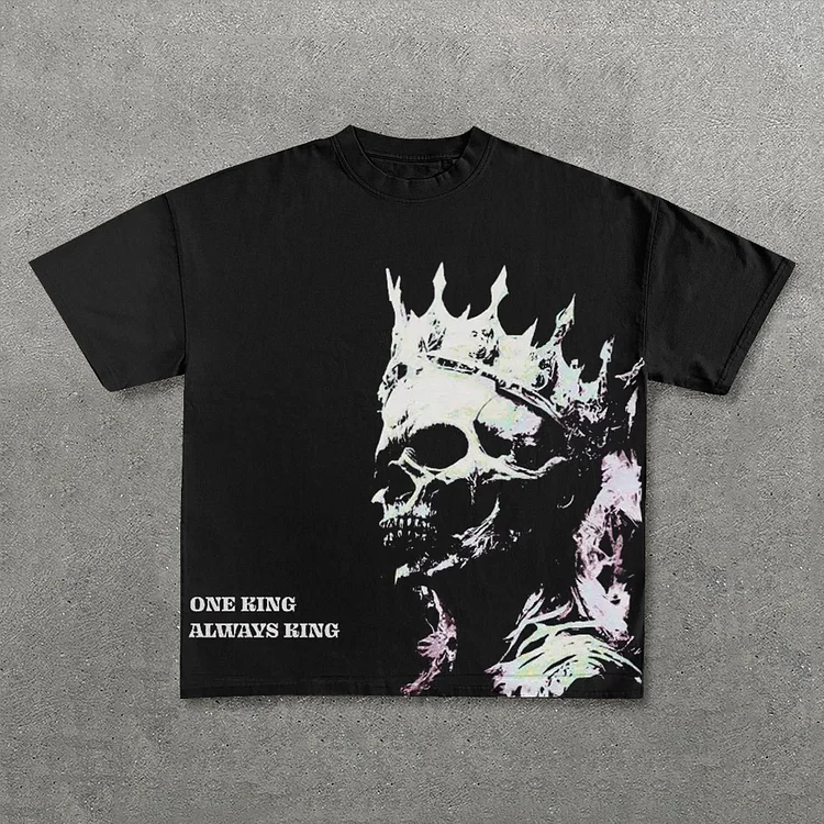 One King Always King Print Short Sleeve T-Shirt