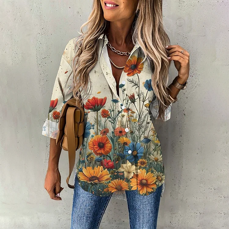 Casual Art Floral Casual Shirt