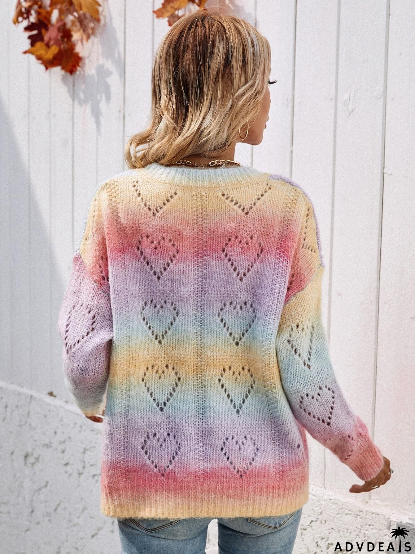 Tie-Dye V-Neck Drop Shoulder Pullover Sweater