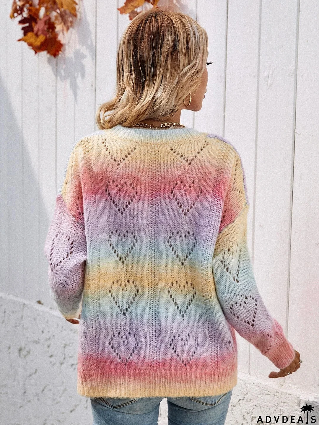 Tie-Dye V-Neck Drop Shoulder Pullover Sweater
