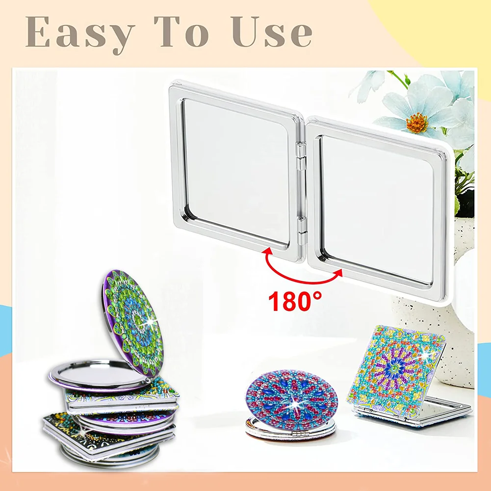 DIY Diamond Art Mosaic Makeup Mirror Paint by Number Kits Mandala