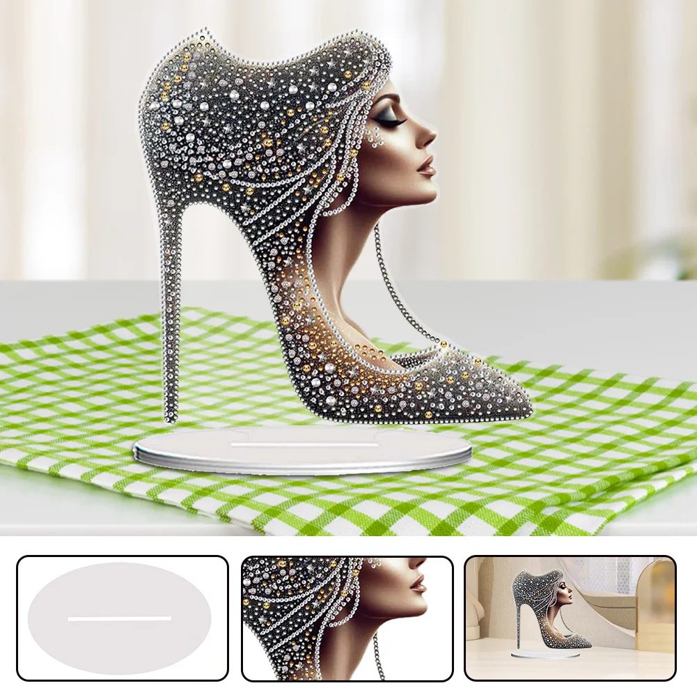 DIY Acrylic High Heels Girl Special Shape Diamond Painting Desktop Decors for Home
