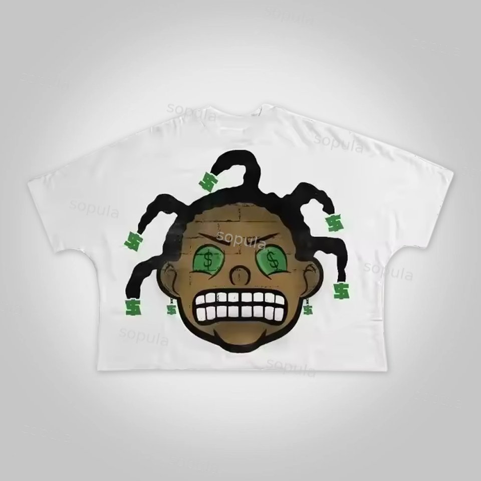 Sopula Vintage Need Money Collection Cartoon Graphic 100% Cotton T-Shirt Cropped Tee - SOPULA
