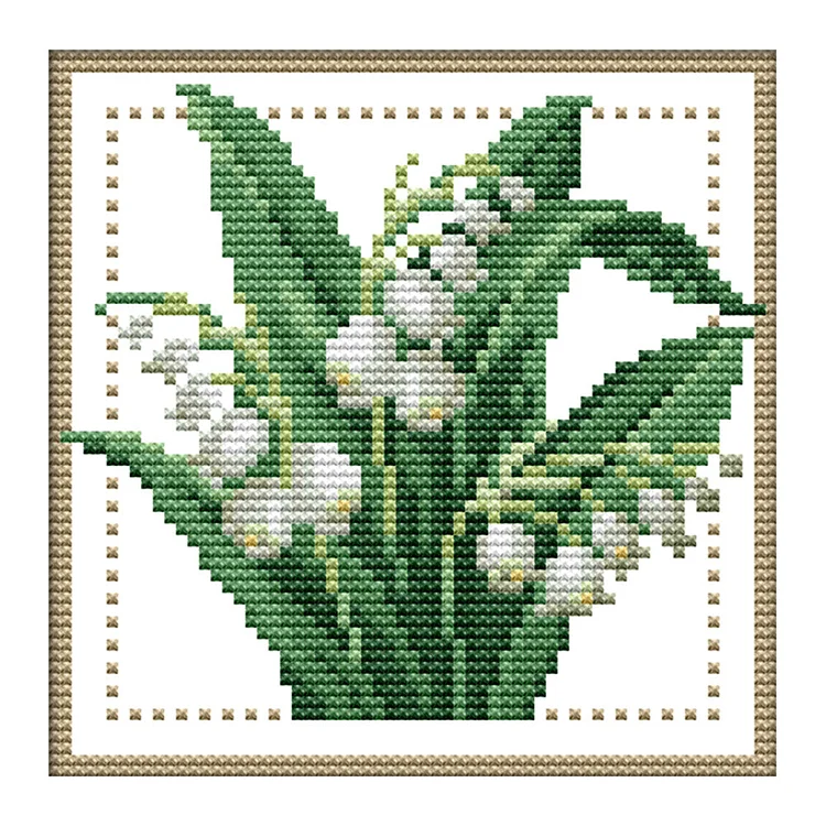 Months Flower May 11CT Printed Cross Stitch Kits (21*21CM) fgoby