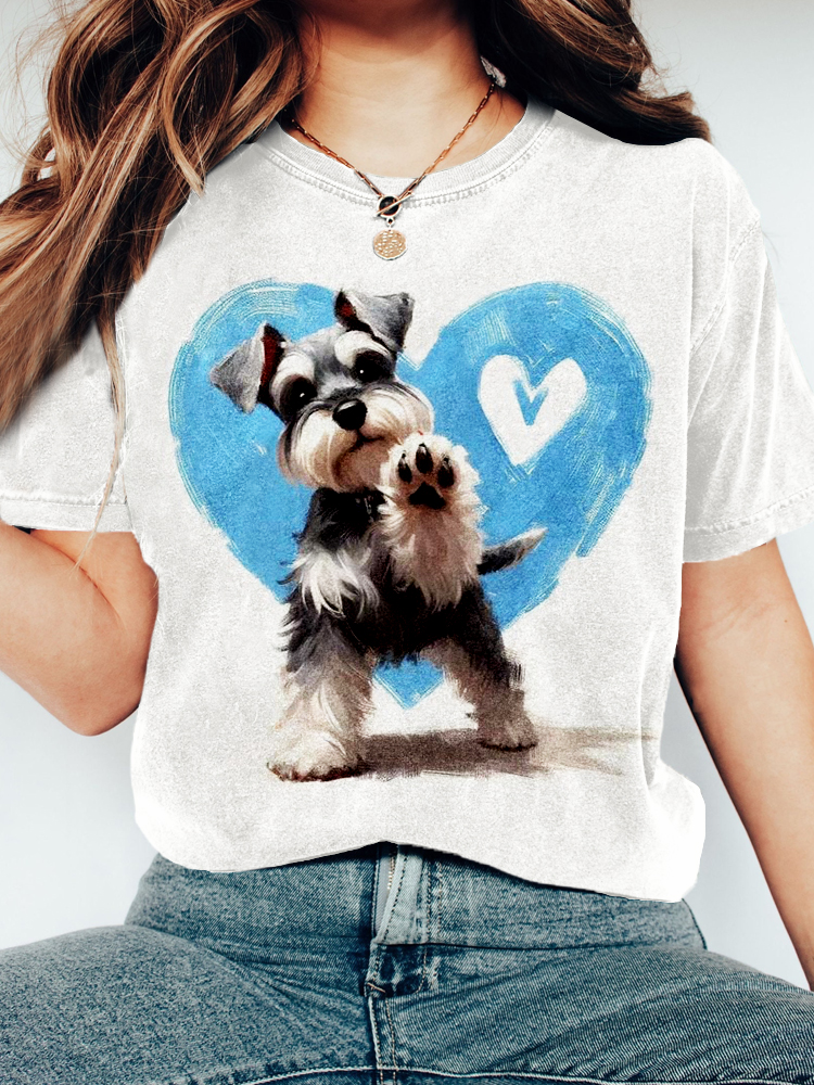 Lovely Schnauzer Art Crew Neck Vintage T Shirt wearshes
