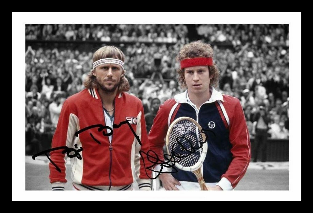 Bjorn Borg & John McEnroe Autograph Signed & Framed Photo Poster painting