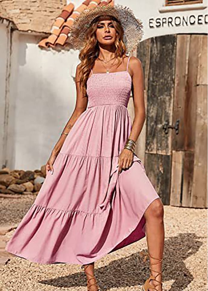 Solid Color Straps Sleeveless Dress