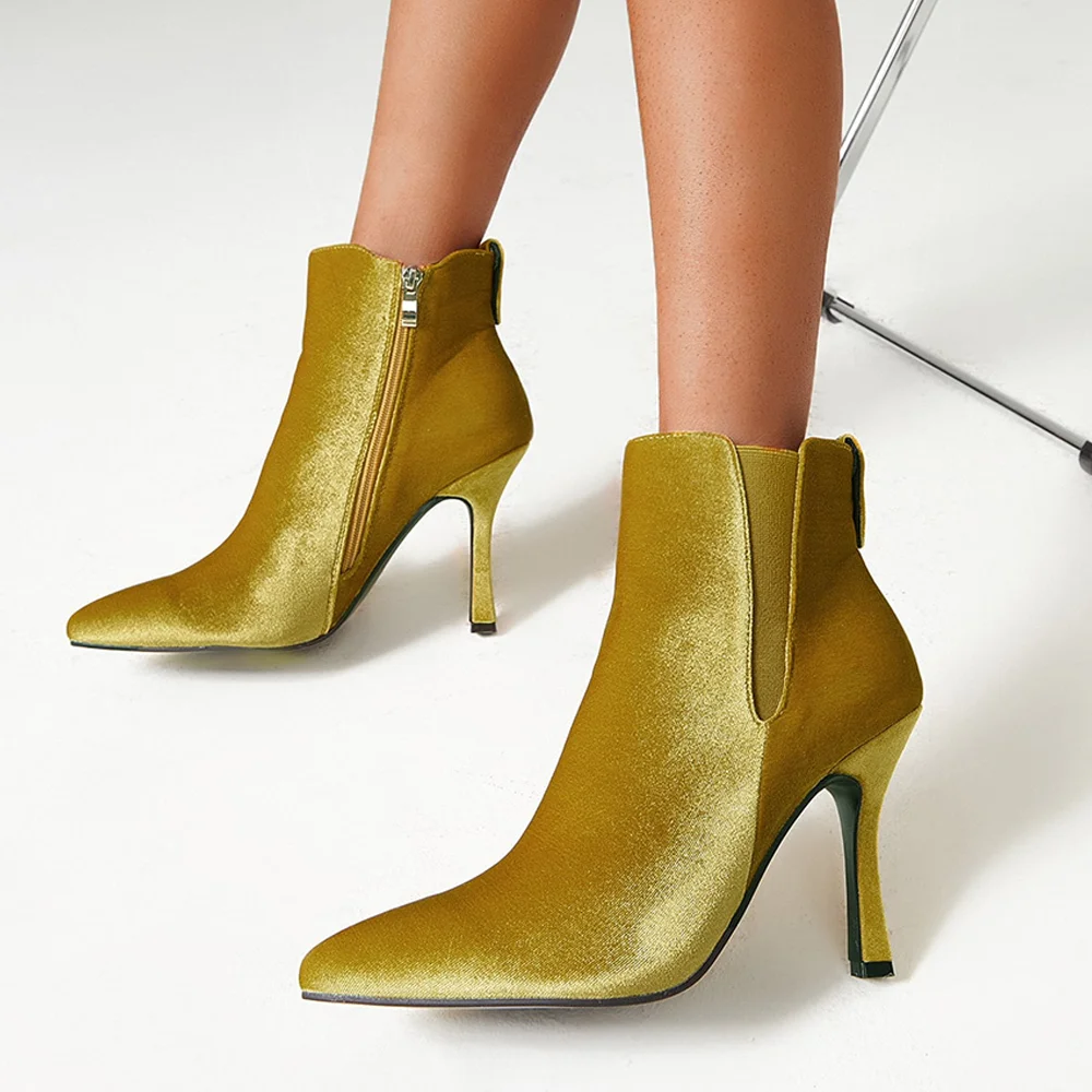 Green Pointed Toe Boots Suede Chelsea Ankle Boots