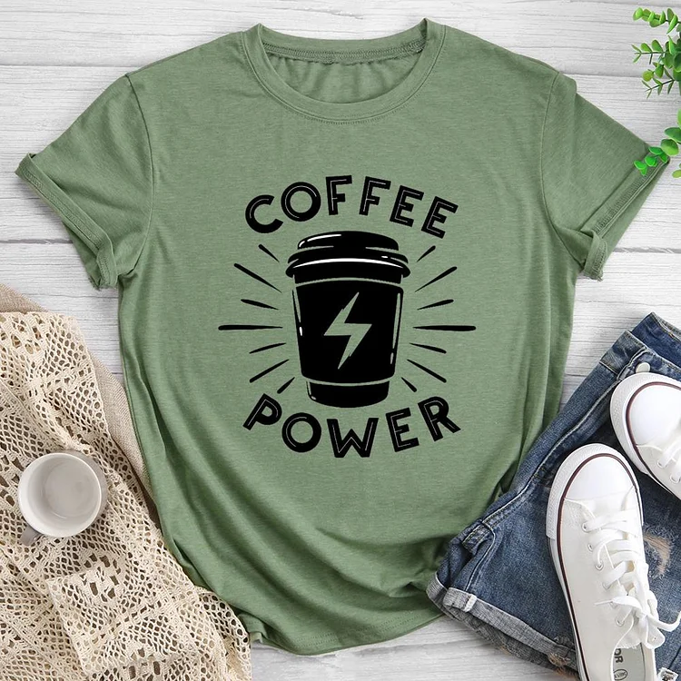 Coffee power Round Neck T-shirt