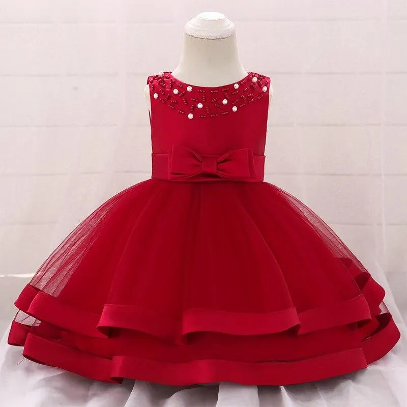 2021 Summer Pageant  Infantil 1st Birthday Dress For Baby Girl Baptism Clothes Floral Princess Dresses Toddler Party Wedding