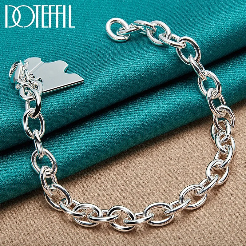 925 Sterling Silver Dog Pendant Bracelet Thick Chain For Women Man Jewelry