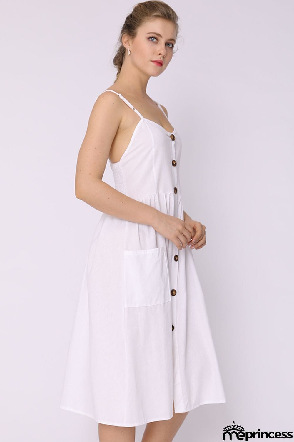 Spaghetti Strap Smocked Dress with Pockets