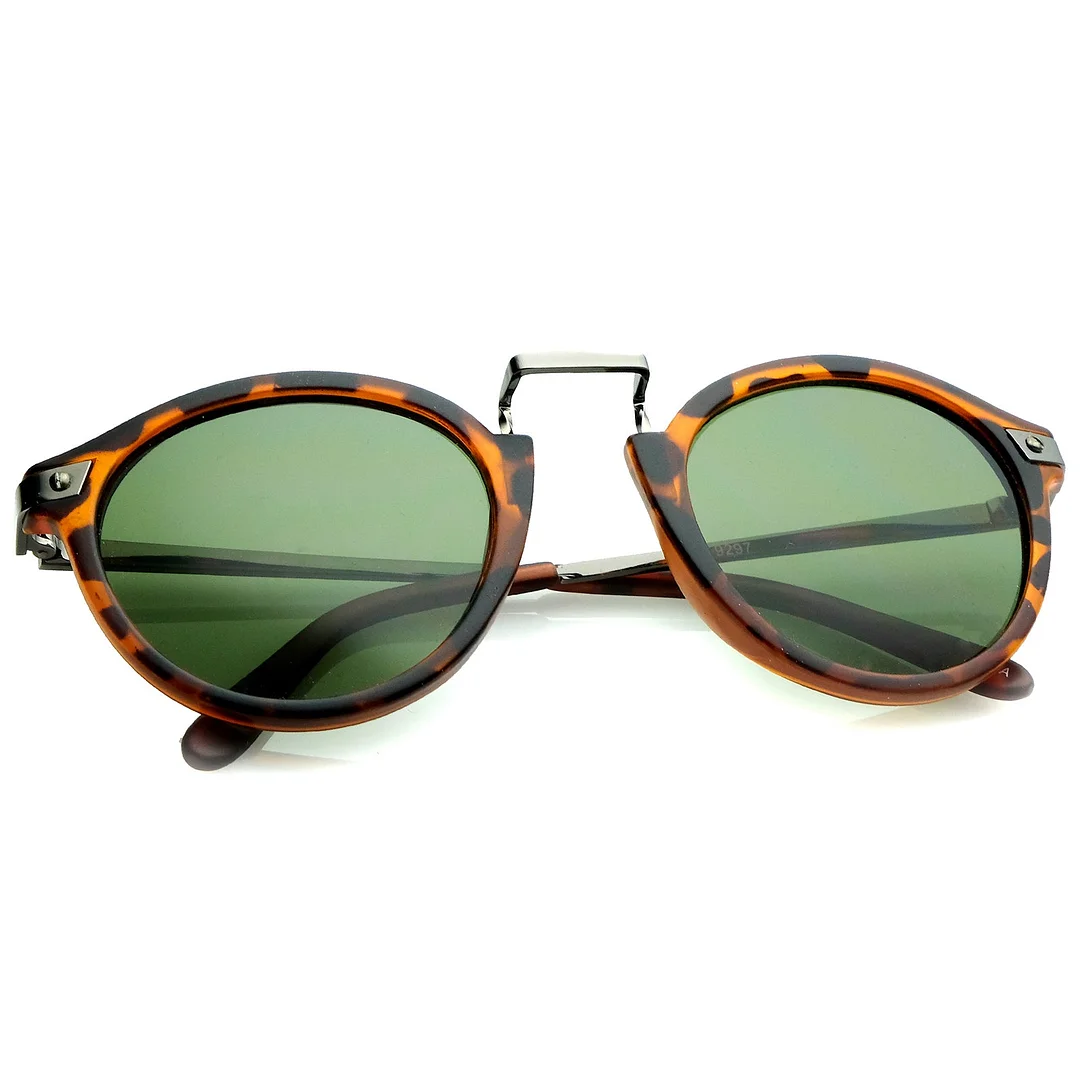 Retro Horn Rimmed Metal Nose Bridge P3 Round glasses 50mm