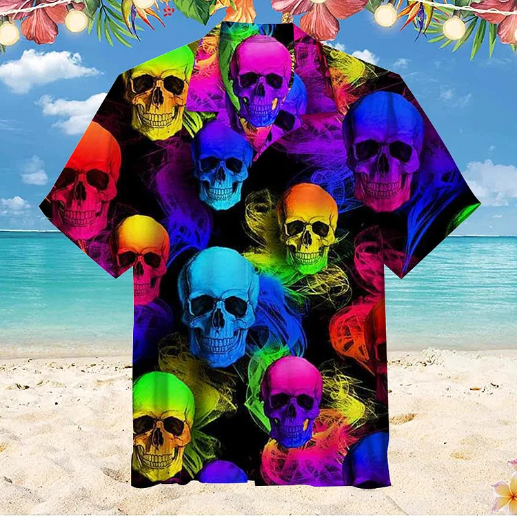 Classic Skull Print Hawaiian Shirt