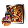 Tiger und Schmetterling - Rundbohrer Diamantmalerei - 30*30cm