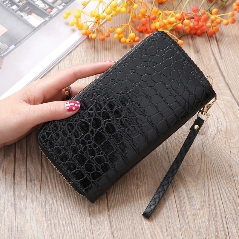 Fashion Stone Pattern Long Double Zipper Wallet
