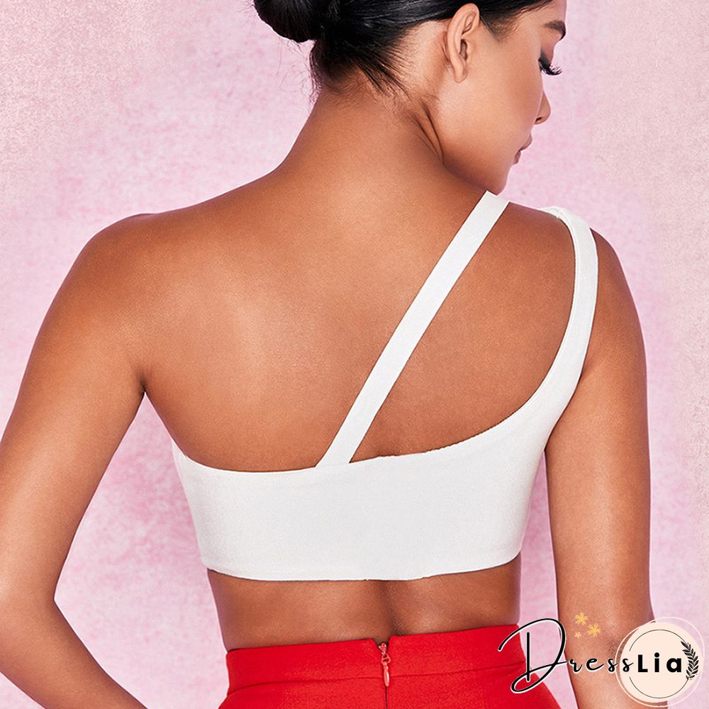 Women's Solid Color Camisole Metal Decorative Tube Top Single Shoulder Strap Vest Sexy Summer Hot Women's Clothing