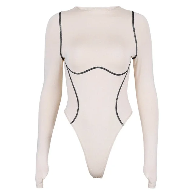 long sleeve fitness skinny elastic Bodysuit