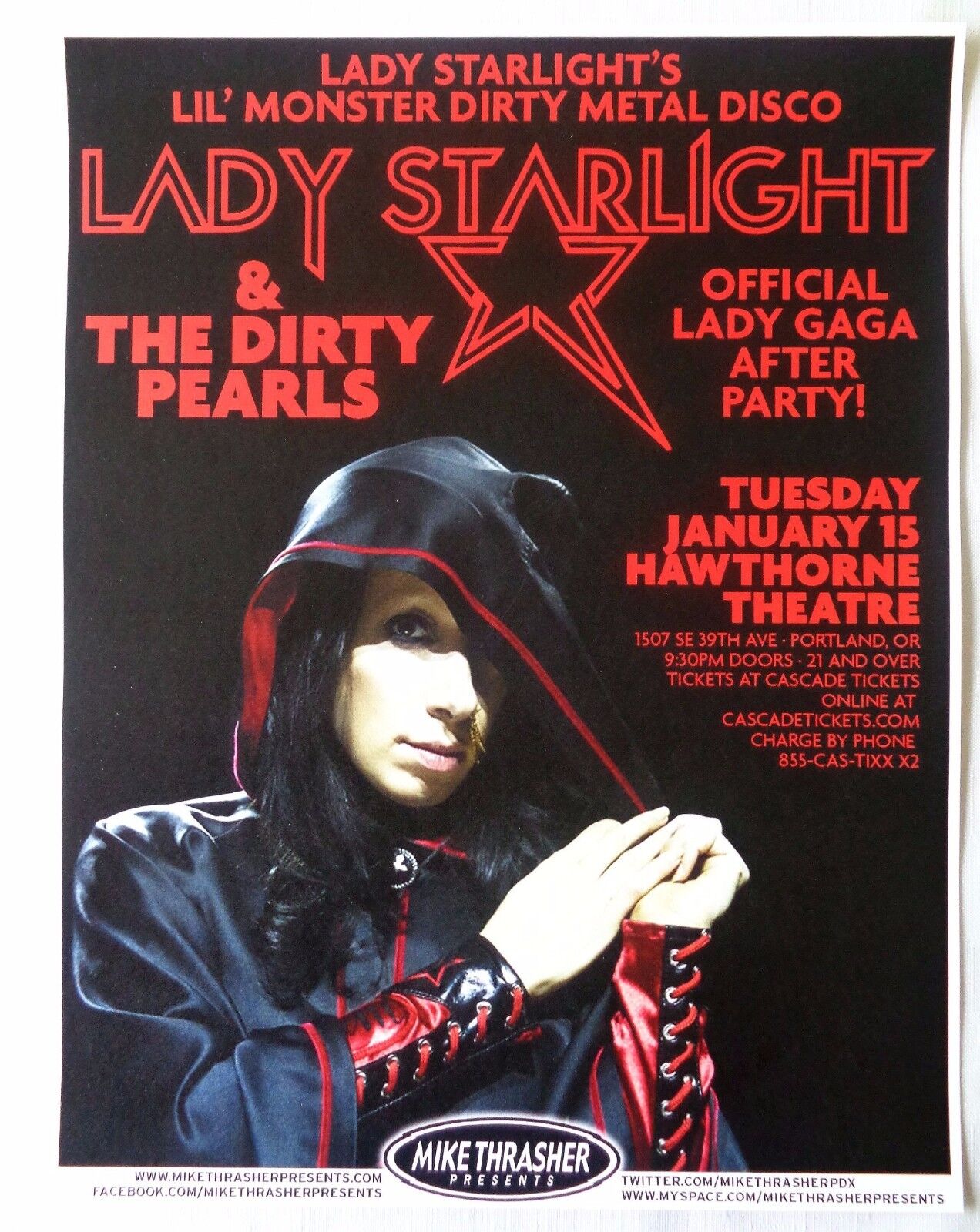 LADY STARLIGHT 2013 Gig POSTER Lady Gaga Portland Oregon Concert After Party