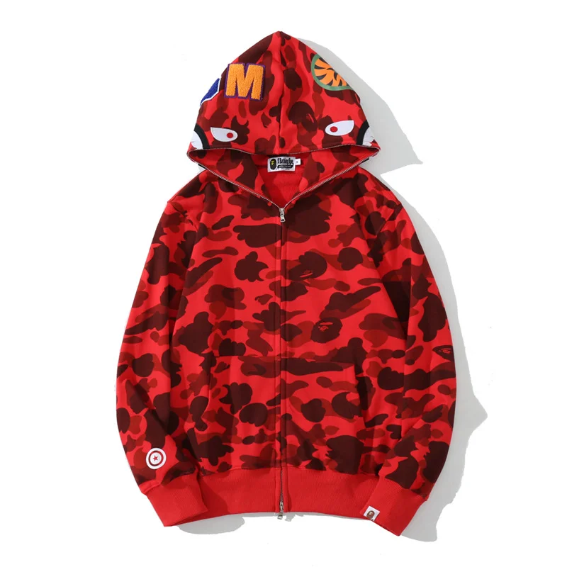 BAPE Shark Camo Hooded Cardigan Zipper Sweater Coat