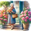 Diamond Painting-DIY Full Round Drill Garden Old Lady