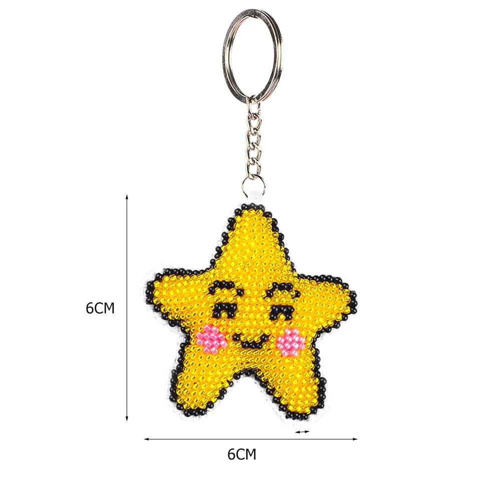 Stamped Beads Cross Stitch Keychain - Star
