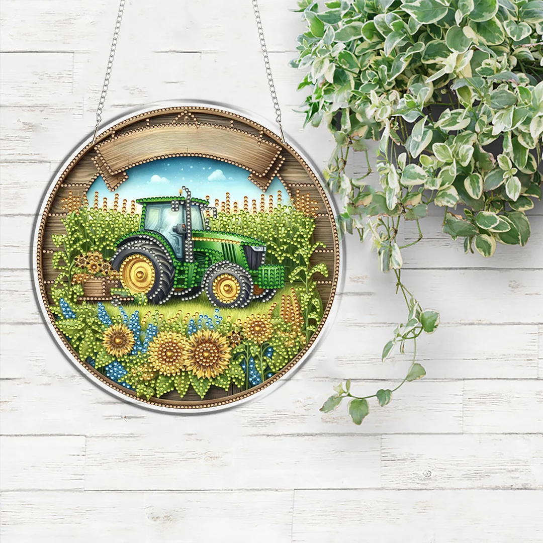 Manor Car 2D Flat DIY Acrylic Diamond Art Pendant Craft Kit for Home Wall Decor