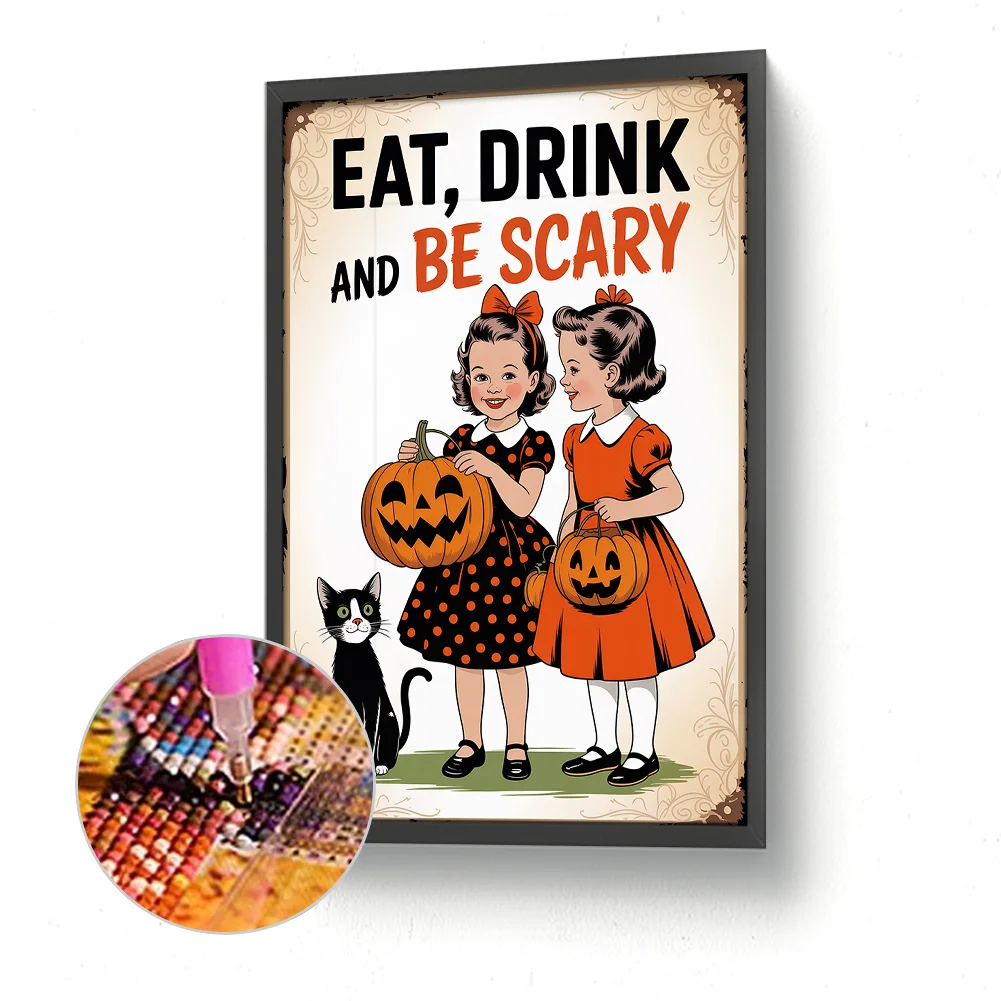 Diamond Painting - Full Round Drill - Halloween Boy Girl(Canvas|30*45cm)