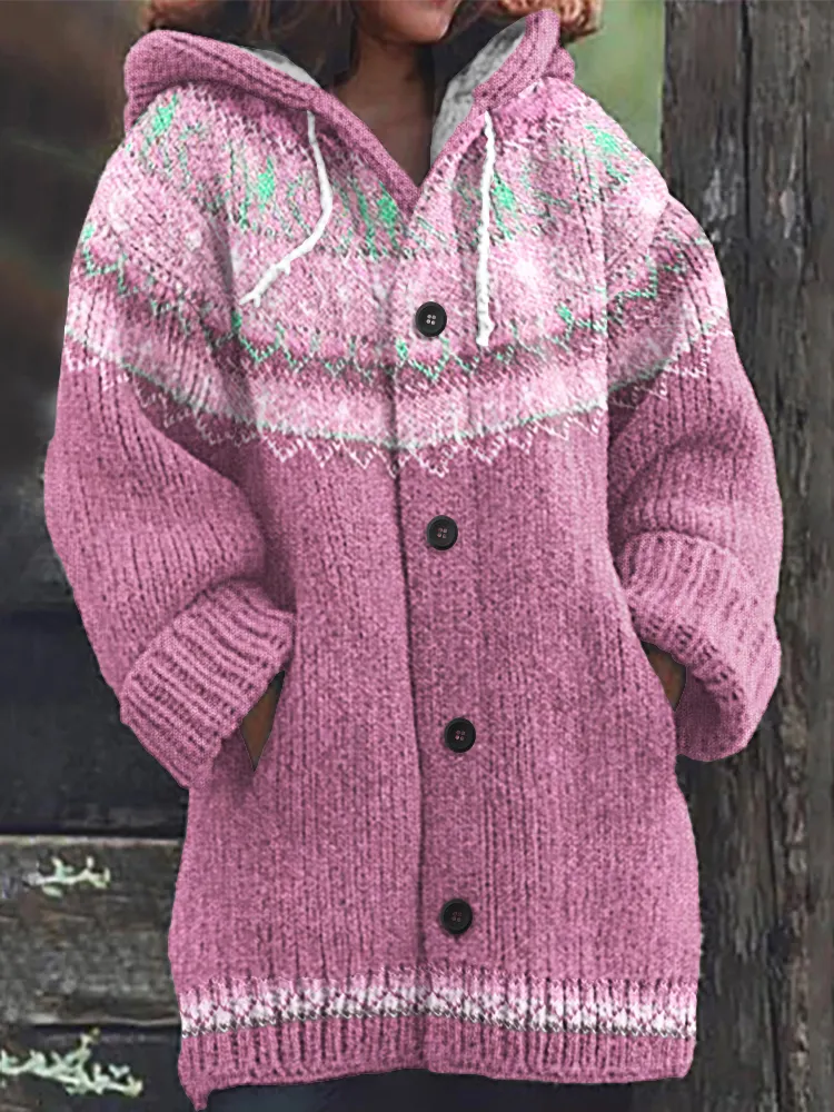 Vintage Icelandic Knit Jacquard Warmth Print Women's Sweater