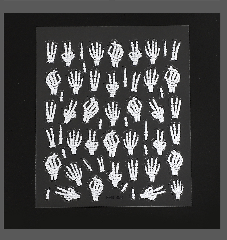 PET 스티커 - 2개/세트 빈티지 손가락 뼈 모양 악마 호박 네일 패치