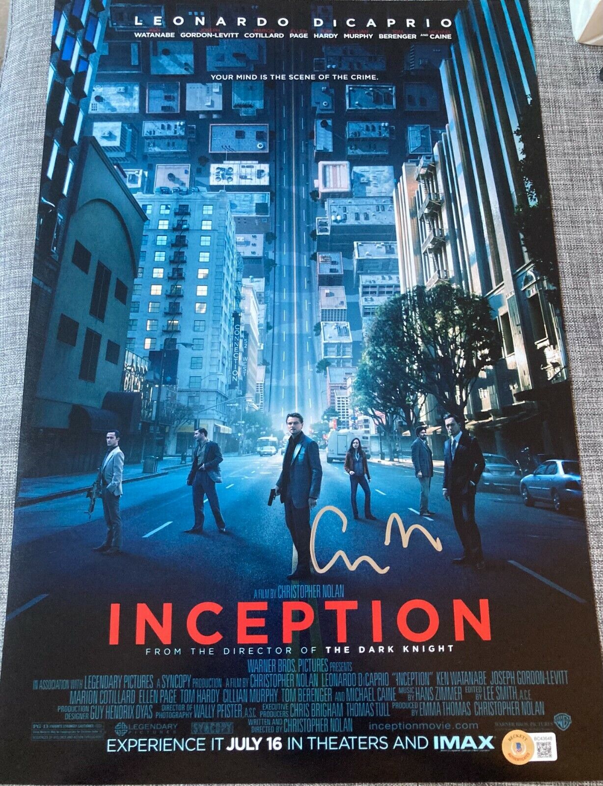 CHRISTOPHER NOLAN SIGNED AUTOGRAPH INCEPTION 12x18 MOVIE POSTER Photo Poster painting BAS COA