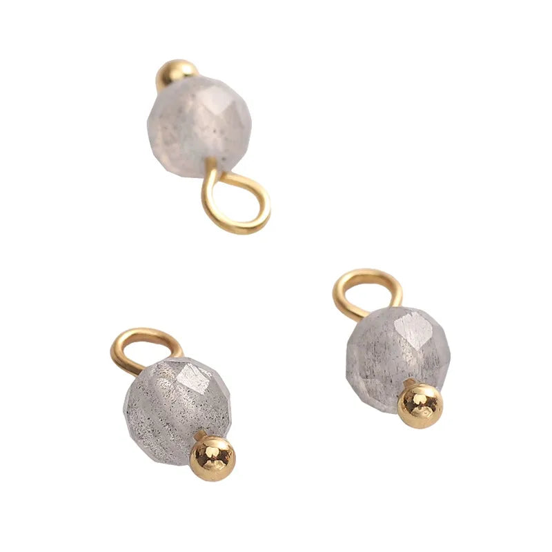 5 PCS/Package Diameter 3mm Diameter 4mm Hole 1~1.9mm Alloy Natural Stone Geometric Pendant Jewelry Accessories