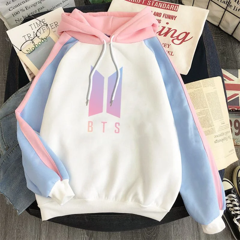 방탄소년단 Print Casual Colorblock Hoodie